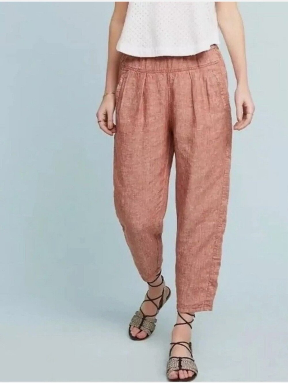 EUC ANTHROPOLOGIE HEI HEI LINEN WASH HEATHERED CROP LOOSE FIT RELAXED PANT SZ XS